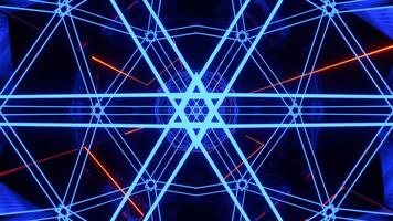 djup blå och orange abstrakt tunnel med neon geometrisk kärna bakgrund vj slinga i 4k video