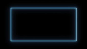 trogen lysande neon blå ram på en mörk bakgrund. elegant ljus gräns animering med slät rörelse och modern design, perfekt för intro, tech videoklipp, och digital presentationer. video