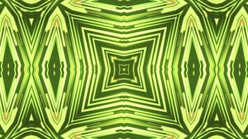 grön abstrakt kalejdoskop animering med geometrisk stjärna mönster och lysande rader. hypnotisk rörelse bakgrund perfekt för musik bilder, vj slingor, festivaler, eller trogen projekt. video