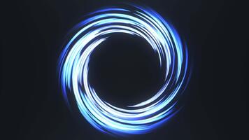 Dynamic electric blue light swirl on black background, futuristic vortex loop animation, abstract energy flow visual effect video