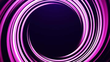 abstrakt animering med lysande rosa cirkulär ljus ringar formning en tunnel effekt på en mörk bakgrund. trogen rörelse design perfekt för intro, teknologi, eller musik bilder. video