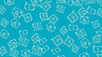 Financial Security and Digital Transaction Background Dynamic Motion Graphics of Safe Box Online Trading Monitor Money Exchange and Currency Icons for Modern Banking and Investment Data Display video