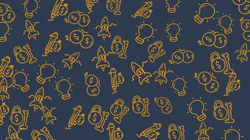 Startup Innovation and Financial Security Background Dynamic Motion Graphics of Rocket Launch Idea Generation Financial Planning and Locked Money Icons for Business Investment and Strategy video