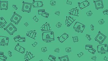 Digital Banking and Financial Security Background Dynamic Motion Graphics of Safe Box Bar Chart ATM Machine and Investment Monitor Icons for Fintech Data Analysis and Modern Finance video