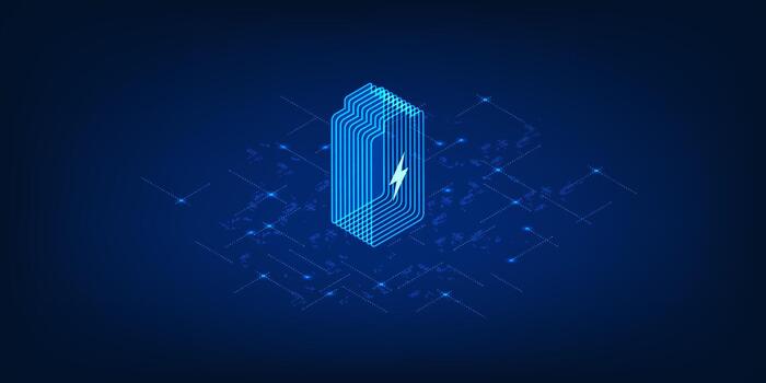 Digital battery design with lightning icon vector