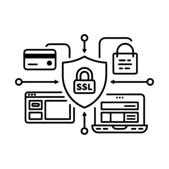 SSL Security Icon Set Online Protection, Encryption, and Secure Connection Line Illustration vector
