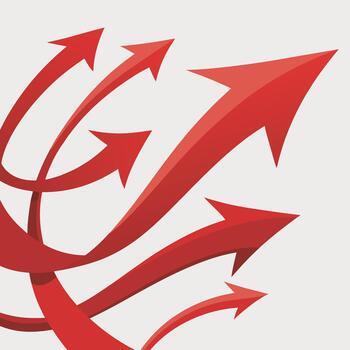 Dynamic red arrows pointing upward symbolizing growth, progress, success, and direction modern business infographic element for marketing, finance, and strategic planning designs vector