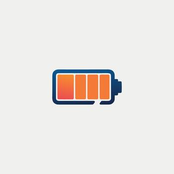 Fully charged battery icon with gradient energy level bars, modern power symbol for technology apps, charging indicators, mobile UI, renewable energy and electric device designs vector