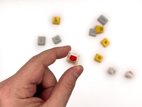 Red switches, Keyboard repair, mechanical keyboard, red keycaps, IT, keyboard work, for advertisin photo