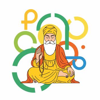 Guru Nanak Dev Ji Illustration with Colorful Abstract Background vector