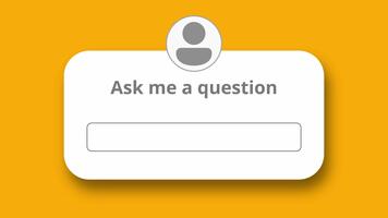 fråga mig en fråga dyka upp animering med en text låda på gul bakgrund video