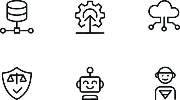 conjunto de tecnología y digital Servicio icono contorno vector