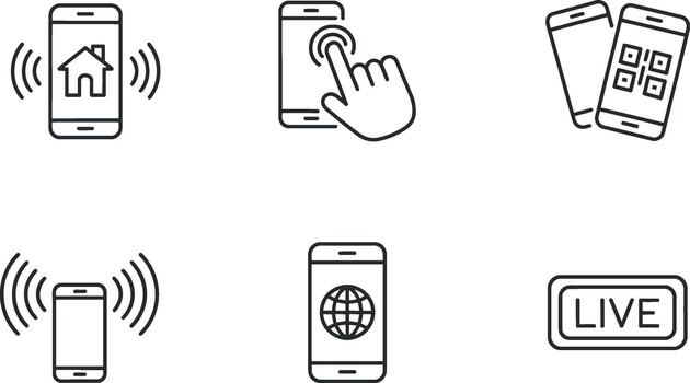 Mobile phone icon set for app function concept vector