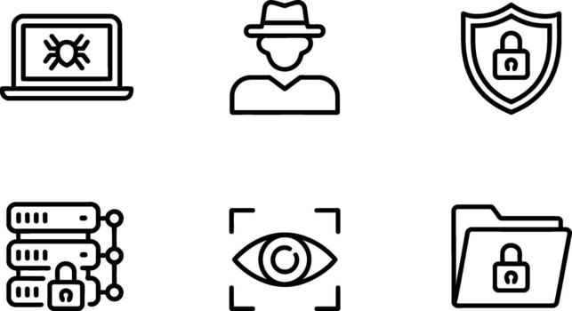 Cyber security and data protection icon set vector