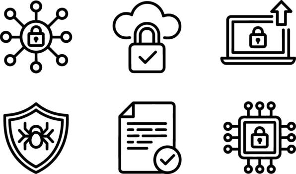 ciber seguridad concepto icono conjunto aislado en vector