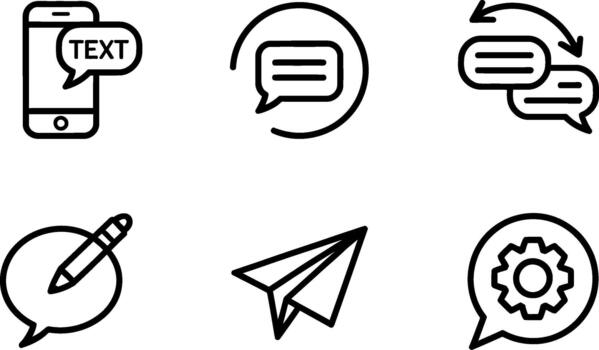 Set of communication and message icon outline vector