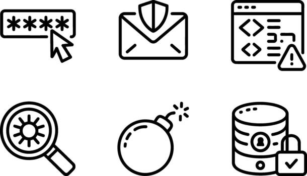 ciber seguridad y datos proteccion icono conjunto aislado en vector