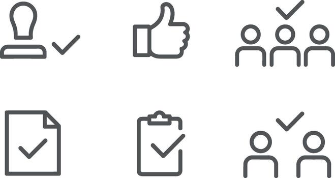 Set of approval and confirmation line icon vector