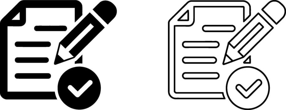 documento editar completar icono con cheque marca vector