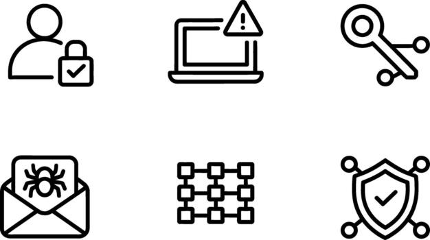 Set of cybersecurity and data protection line icon vector