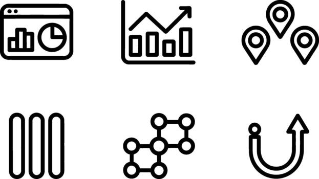 conjunto de negocio gráfico y datos análisis icono vector