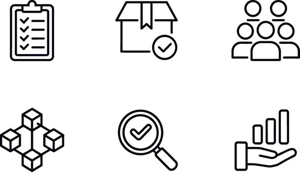 Set of business process and quality control icon vector