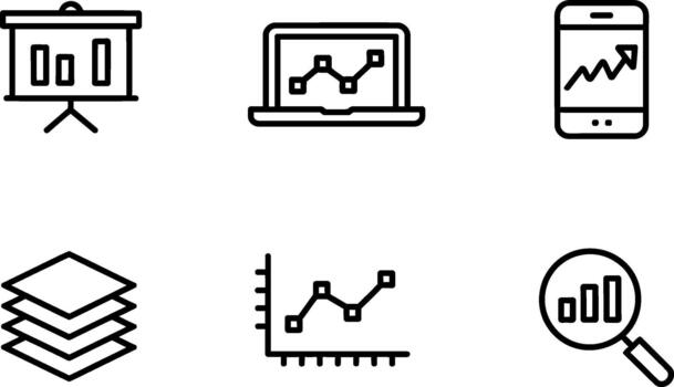 conjunto de línea icono para datos análisis y reporte vector