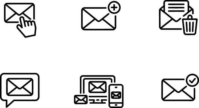 Set of email and message line icon for app vector