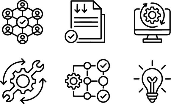 conjunto de negocio proceso y flujo de trabajo icono vector