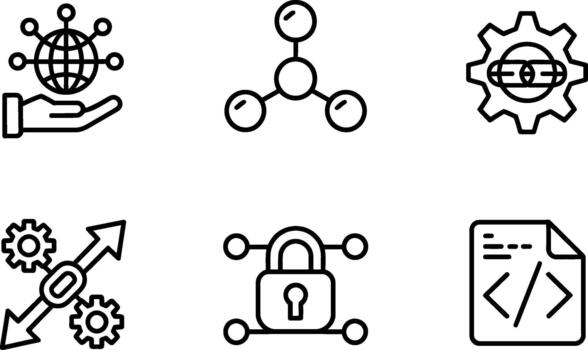 conjunto de tecnología y datos Ciencias línea íconos vector