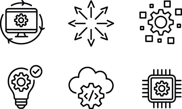 Set of technology and development line icon vector