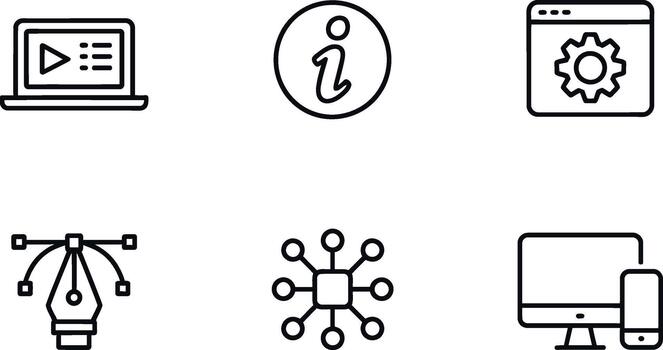 Set of six thin line icon for web design vector