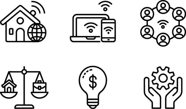 Set of line icon for smart home technology vector