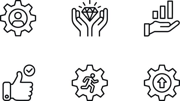 Set of business process and quality line icon vector