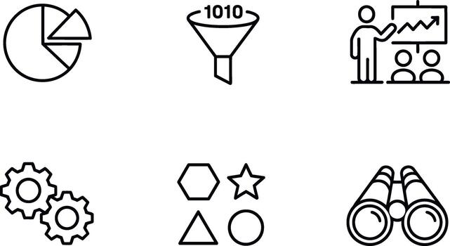 Set Business analysis and data icon outline vector