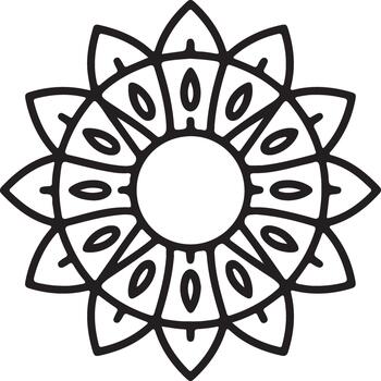 Sun and moon with flower illustration icon design pattern art symbol vector