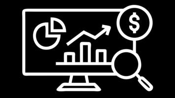 financeiro analytics o negócio crescimento animação com gráfico, torta gráfico, e dólar símbolo em computador mostrar, Aumentar Barra gráfico alfa canal video