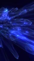 Explosive burst of translucent blue crystal shards in dynamic motion on a dark futuristic background video
