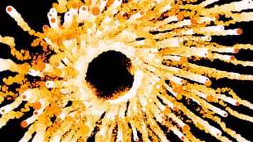 abstrakt brista av lysande gyllene partiklar skapande en dynamisk cirkulär explosion video