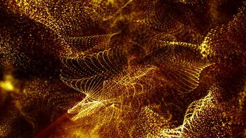 Abstract golden wave of glowing particles forming dynamic patterns video