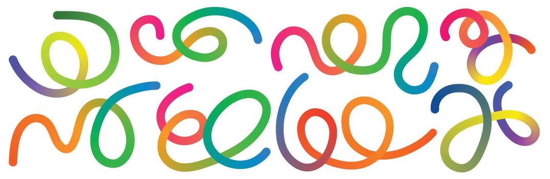 Pattern of Abstract Colour Gradient Lines. Wave 3D Graphic Shapes with Gradient. Organic Rainbow Wavy Ribbons vector