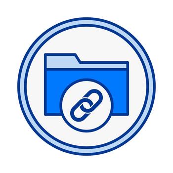Folder Link Flat Colored Icon for Connected and Shared Files vector