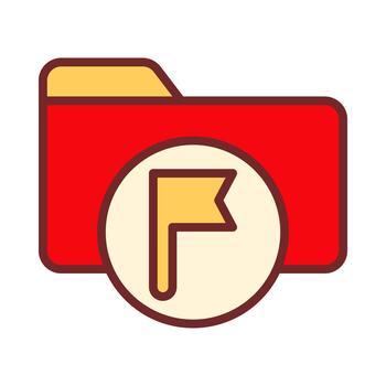 Folder Flag Flat Colored Icon for Marked and Priority Files vector