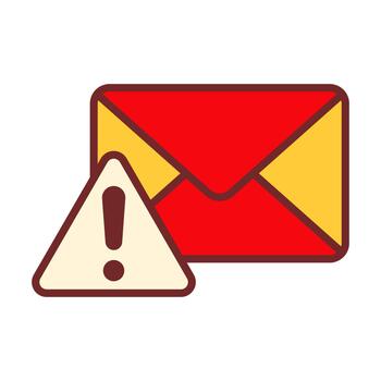 Email Warning Flat Colored Icon for Alert Messages and Inbox Issues vector
