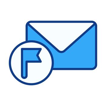 correo electrónico bandera plano de colores icono para marcado mensajes y prioridad bandeja de entrada vector