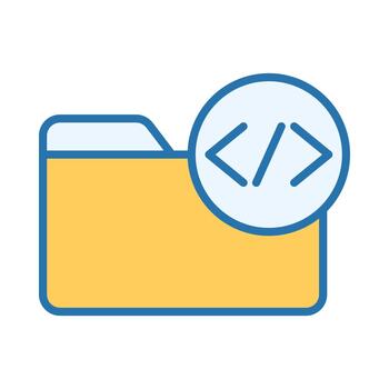 carpeta código plano de colores icono para desarrollo y guión archivos vector