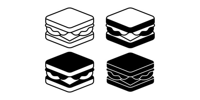 Sandwich Black Icon Bundle for Cafe Branding and Food Menu Projects vector