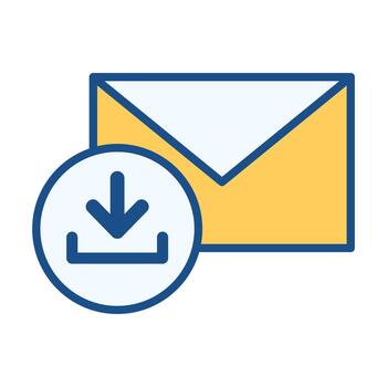 Email Download Flat Colored Icon for File Retrieval and Inbox Tools vector