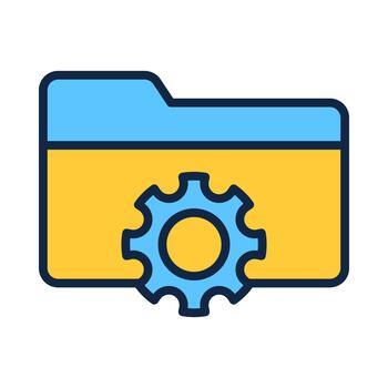 Folder Settings Flat Colored Icon for File Configuration vector