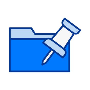 Folder Push Pin Flat Colored Icon for Pinned and Marked Files vector